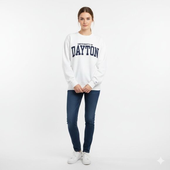 Dayton Flyers Crewneck Women’s Sweatshirt Small White - Picture 2 of 6